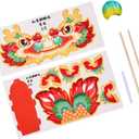 BESPORTBLE Chinese Year Paper Dragon DIY Kit Easy Assemble Traditional Red Handmade Craft Decoration for Party and Home Ornament with Stick Expansion