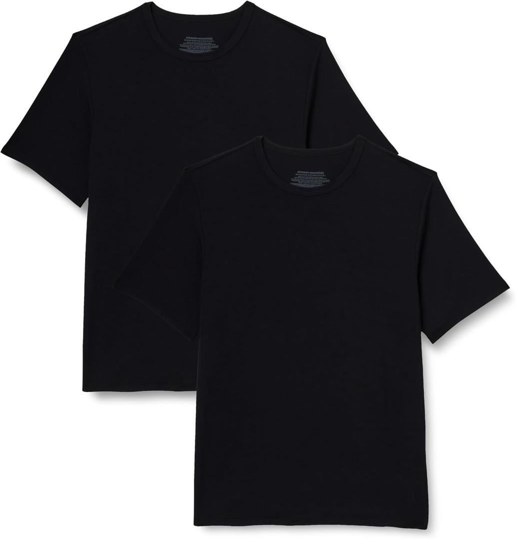 Amazon Essentials Men's Short Sleeve Super Soft Modal Crew Neck Undershirt, Pack of 2 (X-Large, Black)