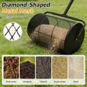 Compost Spreader 24in Peat Moss Spreader - U Shaped Comfortable Handle & Adjustable Height Powder-Coated Metal Mesh Hand Fertilizer Spreader for Garden Yard Lawn Care