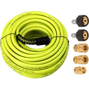 M MINGLE Pressure Washer Hose 100 FT x 1/4" - Replacement Power Wash Hose with Quick Connect Kits - High Pressure Hose with M22 14mm Fittings - 3600PSI