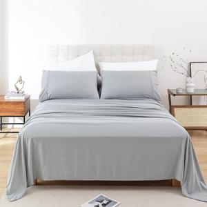Whitney Home Textile Twin Size Sheet Set - Luxury Soft Comfy Bed Sheets, Breathable Cooling Hotel Bedding for Women, Men, Teens, Extra Deep Pocket, Easy-Fit, Oeko-Tex, Wrinkle Free 3 Piece - Grey (Gray)