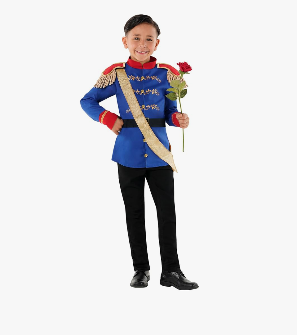 Morph Prince Costume For Boys, Prince Charming Character Outfit, Royal Dress Up for Kids Halloween Costume, Size Small