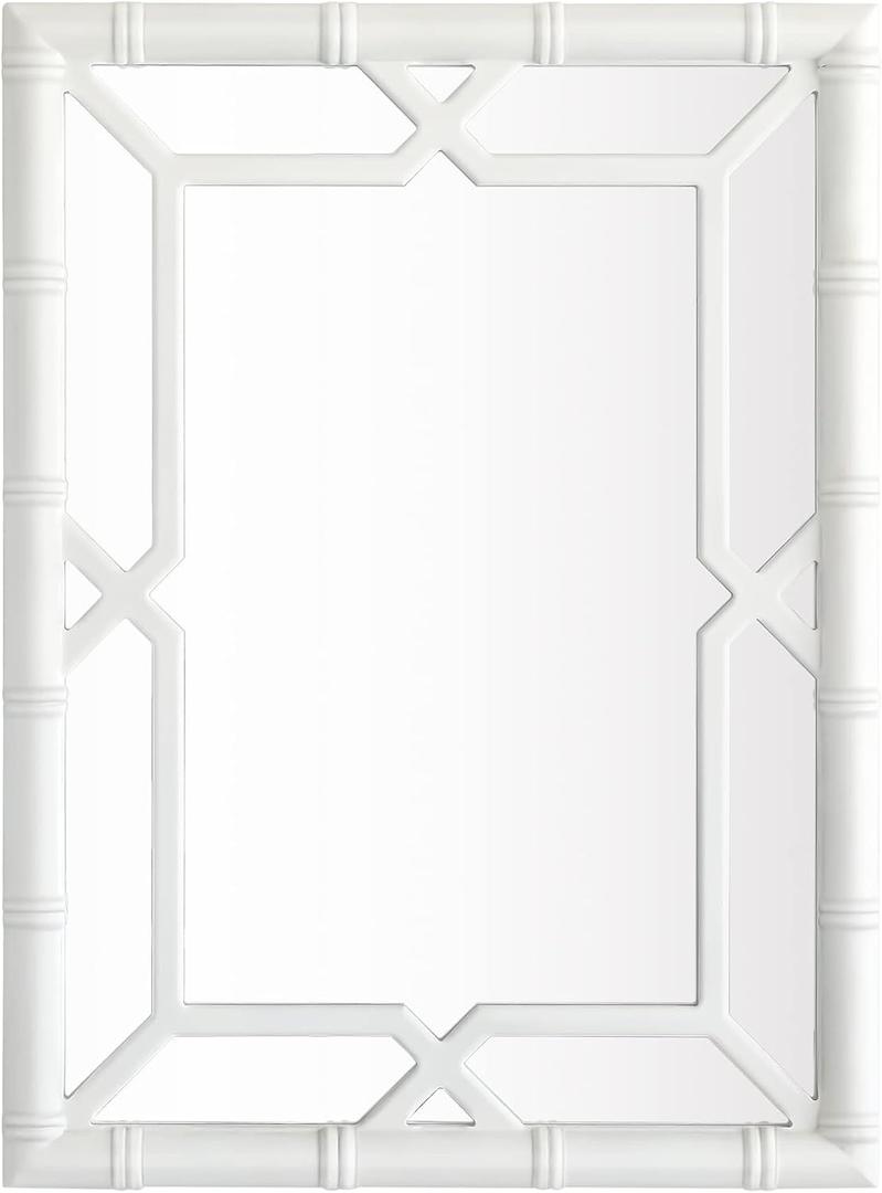 Bamboo-Look Solid Wood Window Pane Mirror 23" X 31" - White