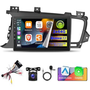 EKAT [2+64G] Car Radio for KIA Optima K5 2010-2013, 9 inch Android 13 Touch Screen KIA K5 Stereo, Carplay/Android Auto/Hi-Fi Audio/SWC/Bluetooth/2.5D Screen