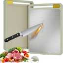 Cutting Board for Kitchen, Stainless Steel Cutting Board Double Sided, 304 Stainless Steel and Wheat Straw PP, Food-Grade, Scratch-resistant, Large Size 17.112.4"
