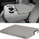 ISSYAUTO Center Console Cover Compatible with 2011-2016 Ford F250 F350 F450, 2011-2014 F150 with Jump Seat Console Leather Armrest Cover Center Console Cushion, Gray (Jump Seat Only)