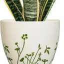 Indoor Plant Pot 8.2 Inch - Ceramic Planter with Drainage Hole and Saucer, Boho Round Decorative Flower Pot for Indoor Outdoor Flowers, Plant Lover Gifts, Office Home Garden Patio Decor, White