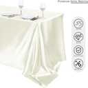 TURSTIN 8 Packs Ivory Satin Tablecloth 102 x 58 Inch Overlay Satin Table Cover Rectangle Bright Silk Tablecloth Smooth Fabric Table Decoration for Wedding Banquet Party Events