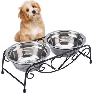 Small Dog Bowls with Stand, 3.34" Elevated Metal Dog Bowls with Stand, 2 Removable Stainless Steel 5.12 Bowl for Small Indoor Cats & Puppies