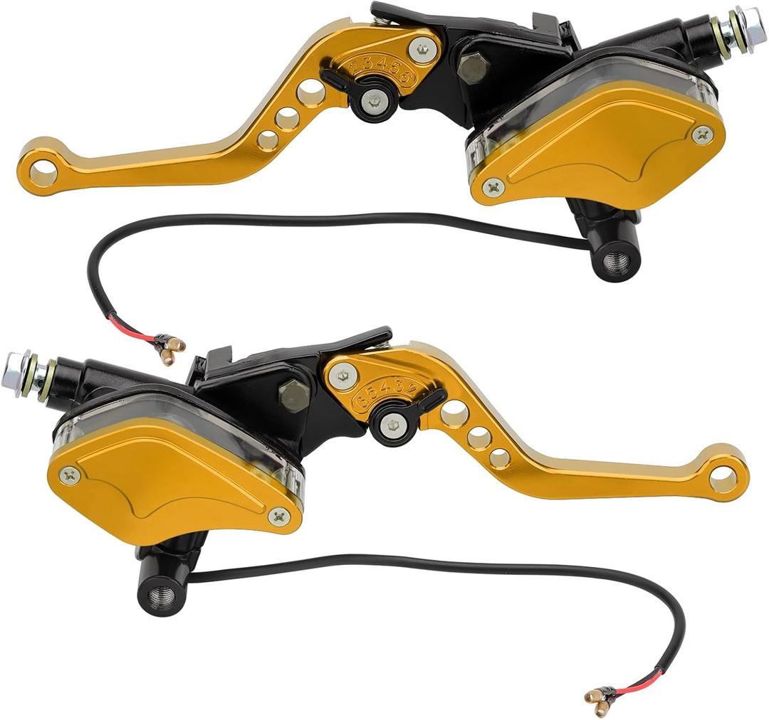 Motorcycle Brake Clutch Pump Lever 7/8" 22mm Dual Hydraulic Master Cylinder Reservoir CNC Left & Right Set Universal Replacement for Harley Honda Kawasaki Suzuki Yamaha (Gold)