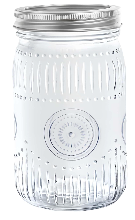 Amzcku 32oz Vintage Mason Jars with Lids, Wide Mouth Quart Canning Jar 4 Pack