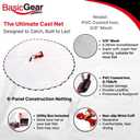 BasicGear Cast Net | 3ft-12ft Radius, 3/8 or 1/4 inch Mesh for Freshwater and Saltwater Bait Fish| Professional Grade and Upgraded Material | Throw Style