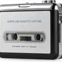 Cassette Tape Player, Portable Cassette Tape Recorder, Cassette to MP3 Converter with Software, Compatible with Laptops and Personal Computers, USB/AA Battery Powered, Silver