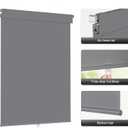 LazBlinds No Drill Blinds for Indoor Windows, Blackout Roller Shades, Cordless Window Blackout Blinds, Thermal Insulated Fabric UV Protection for Home and Office, 33" W x 72" H, Grey