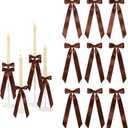 12 Pcs 13.5 Inch Giant Satin Ribbon Bows Bulk Self-Adhesive Pre-Made Bows for Christmas Wedding Baby Shower Party Decor Table Centerpieces Candle Holders Gift Wrapping(Brown)