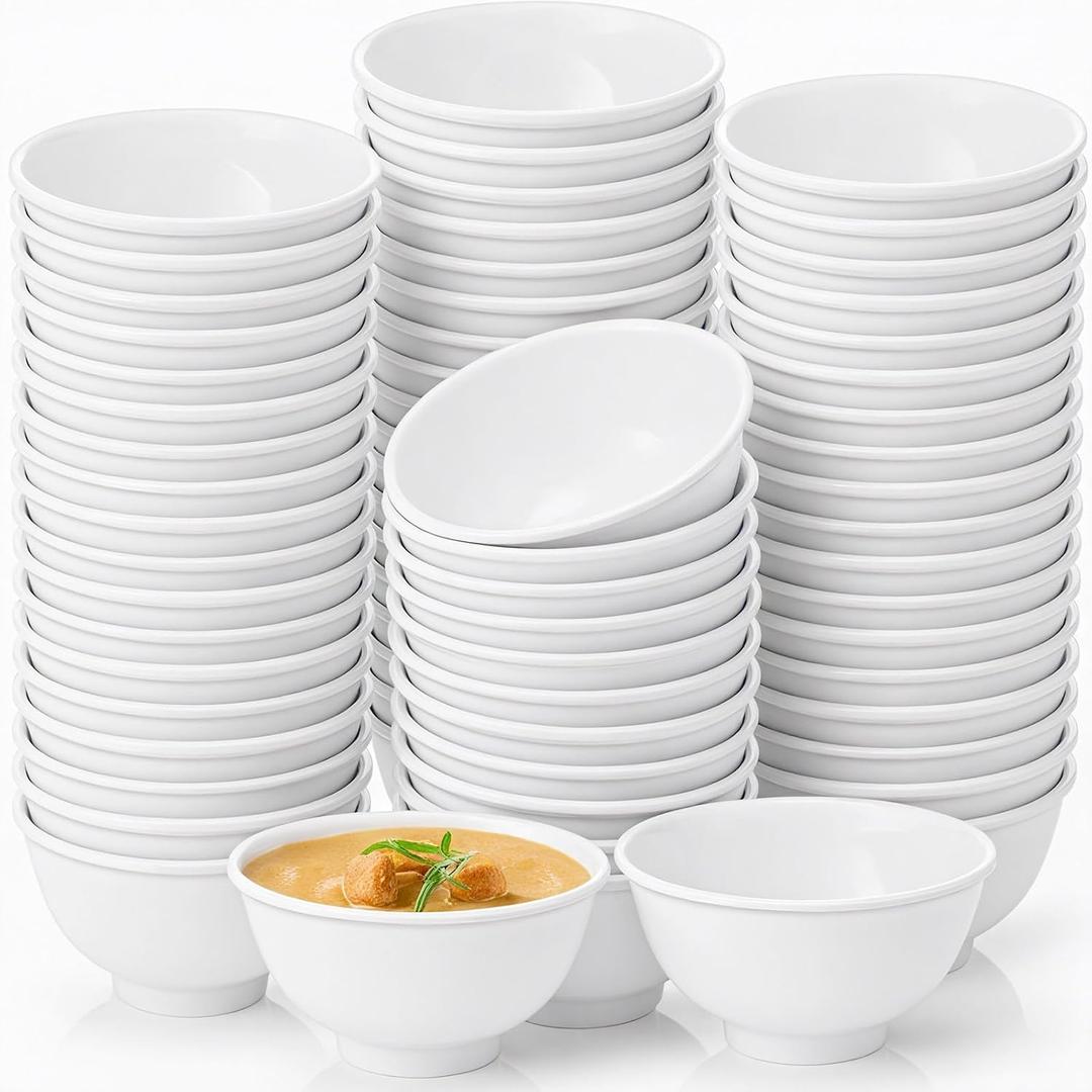 Tioncy 100 Pcs Soup Bowls Unbreakable Cereal Salad, 10 oz, White