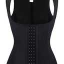 Charmian Women's Latex Underbust Waist Training Cincher Steel Boned Body Shaper Corset Vest Vest-Black X-Large