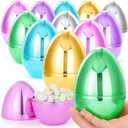 JOYIN 12 Pcs Large Metallic Easter Eggs, 6 Inches Colorful Jumbo Plastic Eggs Fillable for Easter Themed Hunt Basket Stuffers Fillers Filling Treats Party Favor Classroom Prize Supplies
