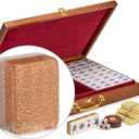 Yellow Mountain Imports Classic Chinese Mahjong Game Set, Champagne Gold - with 148 Medium Size Tiles and a Wooden Case - for Chinese Style Game Play