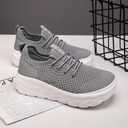 QIJGS Wide Toe Box Platform Sneakers for Women Casual Tennis Shoes Lightweight mesh Shoe (Gray)