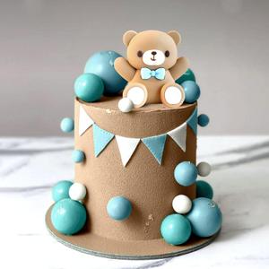 JeVenis Blue Gold Balls Cake Topper Bears Cake Cake Decoration Baby Shower Birthday Cake Decoration