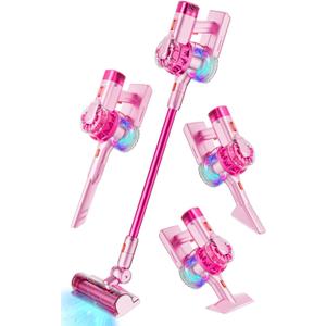 BLAXTEM 4-in-1 Kids Toy Vacuum that Works with Suction, Electric Toy Toddler Vacuum Cleaner for Children Boys & Girls,Toddlers Toys Cleaning Set for Pretend Play (Pink)
