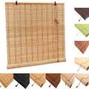 Bamboo Blinds for Interior Windows Outdoor Patio, Bamboo Roller Shades Custom Sizes Roll Up Blinds Anti-UV, Porch Patio Privacy Blinds Screen with Lifting Devices, Easy Installation