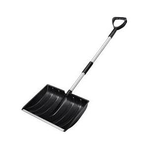 Large Portable Snow Shovel for Driveway: 52-Inch Extended Lightweight Snow Shovel for Snow Removal with Ergonomic D-Grip Handle and Aluminum Blade for Garden, Car, Camping Black