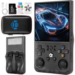 R36MAX Retro Handheld Game Console, 4.0 inch IPS HD Screen Retro Game Console with 4000mAh Battery, Portable Video Gaming Console with 64GB TF Card, Open Source Linux System, Support 30+ Emulators