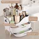 Makeup Organizer for Vanity, Large Capacity Skincare Cosmetic Organizer Countertop with 2 Drawers, Cosmetic Display Cases Makeup Storage Box for Bedroom, Bathroom, Ideal Gifts for Women(White)