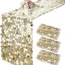 3 Packs Champagne Sequin Table Runner 12 x 108 Inch Glitter Rectangle Big Sequin Table Runner for Wedding Party Birthday Christmas Halloween Decoration (Blue, M)