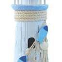 Puzzled COTA Global Light Blue Stripes Lighthouse Decor - Handmade and Crafted Wooden Lighthouse Decoration with Starfish, Decorative Beach Style Tabletop Centerpiece  11.5 Inch