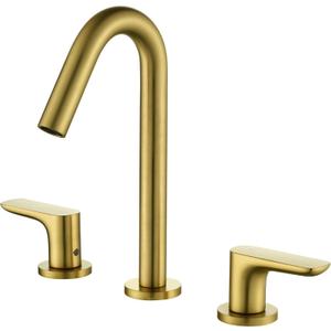 Evangeline 8 Inch Widespread Bathroom Sink Faucet 3 Hole Vanity Basin Mixer Tap Brushed Gold Deck Mount Lavatory Basin Faucet