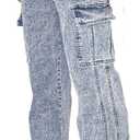 Men's Hiking Pants Cargo Jeans for Hiking, Fishing, Tactical, Jogger - Multi-Pocket Denim Work Pants (Blue, M)