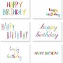 BEST PAPER GREETINGS Birthday Cards with Envelopes Bulk Set, 6 Assorted Colorful Rainbow Fonts Designs for Work, Office, Students (4x6 in, 48 Pack)