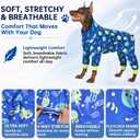 Dog Pajamas for Medium to Large Dogs, Soft Stretchy Lightweight Dog Onesie, Blue Jellyfish Print, Breathable Full Body Dog PJs for Recovery, Sleeping & Calming (X-Large, 30–40 lbs)