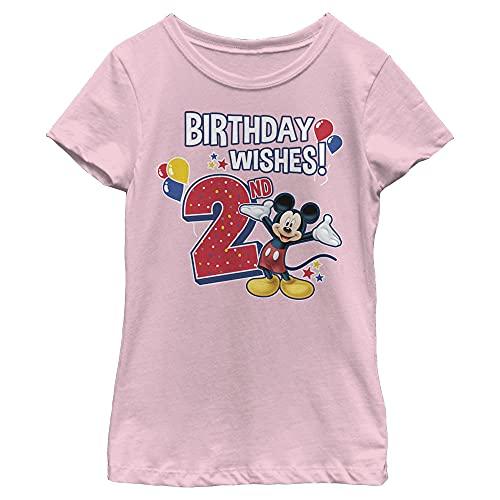 Disney Characters Mickey Birthday 2 Girl's Solid Crew Tee, Light Pink, Small Disney Characters Mickey Birthday 2 Girl's Solid Crew Tee, Light Pink, Small