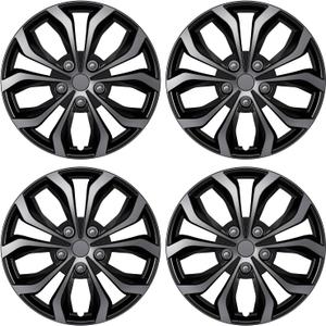 AutoBeeDen 4-Pack Universal Hubcaps Replacement R14 14 inch, Steel Wheel Rim Cover for Most Cars Trucks Sedans SUV, 14" 14 in Wheel Covers Hub Caps (Gray+Black Color)