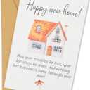 3 x Happy New Home Card, 8.07x5.31in Funny Housewarming Greeting Card, Congratulations on Your New House Warming Card with Envelope, Welcome New Apartment Card, New Home Card Gift