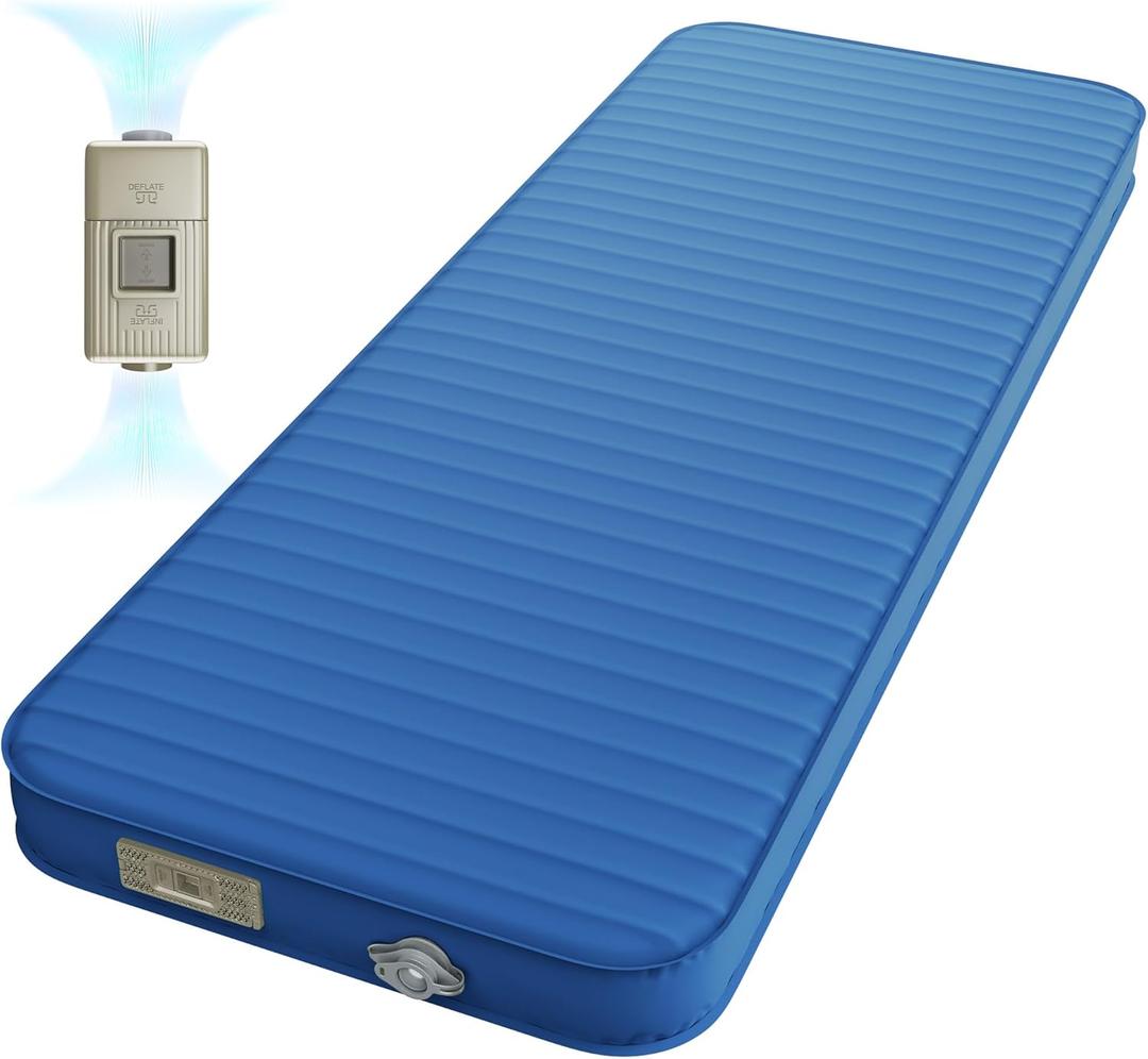 Sleeping Pad for Camping, Self Inflating 4" Ultra-Thick Memory Foam Camping Mat with Built-in Electric Pump, 9.5 R-Value Insulated Air Mattress Sleeping Pads for Car Travel Tent Cot (Blue)