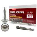 (100 pcs) #83/4" T20 Torx Head Wood Screws 304 Stainless Steel Self Tapping Truss Screws