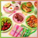 168 Pcs Green and Pink Supplies Princess and Witch Tableware Set Paper Plates Napkins Cups and Tableware Sets for Girls Birthday Party Dinnerware Supplies Decor, Serves for 24 Guest
