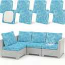 8 Pack Outdoor Cushion Covers Water Resistant High Stretch Fit Patio Cushion Covers 180g Couch Seat Slipcovers Machine Washable Pet & Kids Friendly Home Refresh 20-27 Inch, Water Ripple