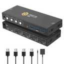 USB3.0 KVM Switch HDMI 4K@60Hz for 4 Computers Share 1 Monitor, KVM Switch 4 Port with 3 USB 3.0 Ports Share Keyboard Mouse, Support Button Switch, Plug and Play