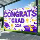 Graduation Banner 2025 Congrats Grad for Party Decor Graduation Backdrop Congratulations Banner Purple and Yellow Congrats Grad Theme 71x43 Inches Perfect for Events and Celebrations