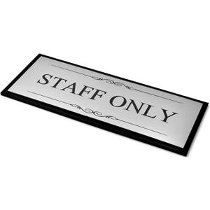 OriginDesigned Staff Only Door Sign, Adhesive Plaque, Stylish Metallic Silver and Black - Acrylic