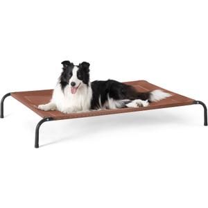 Bedsure Elevated Raised Cooling Cots Bed for Large Dogs, Portable Indoor & Outdoor Pet Hammock with Skid-Resistant Feet, Frame with Breathable Mesh, Terracotta, 49 inches, 49"L x 31.5"W x 8"Th