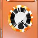 Magnetic Series Design for iPhone 17 Pro Max Case,[Compatible with MagSafe][Military Drop&Full Camera Lens Protector] Large Window Logo View Dust-Proof Matte Shockproof Cover,Orange