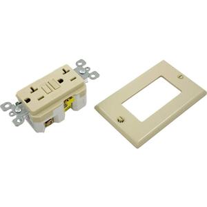 Leviton 7899-I 20 Amp 125 Volt, SmartlockPro GFCI, with Indicator Light, Nylon Wallplate and Screws Included, Ivory