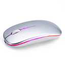 AZTZATZ Wireless Bluetooth Mouse Rechargeable Long Lasting Dual Mode - BT 5.2 & 2.4G Silent RGB LED Mice, Slim Portable Ergonomic Mouse for Laptop/PC/Tablet/MacBook/iPad/Apple Devices(Silver)